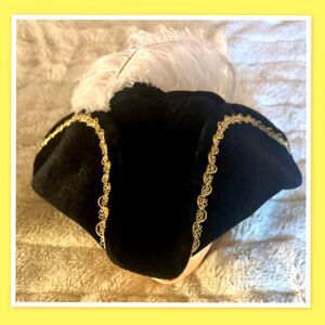 Rubies Black Velour Tricorn Pirate Hat ~ One Size ~ Adjustable